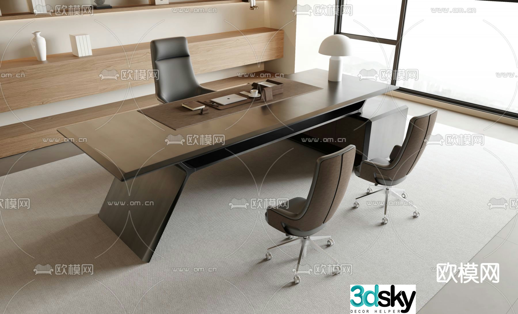 Modern desk executive desk boss desk 3d model