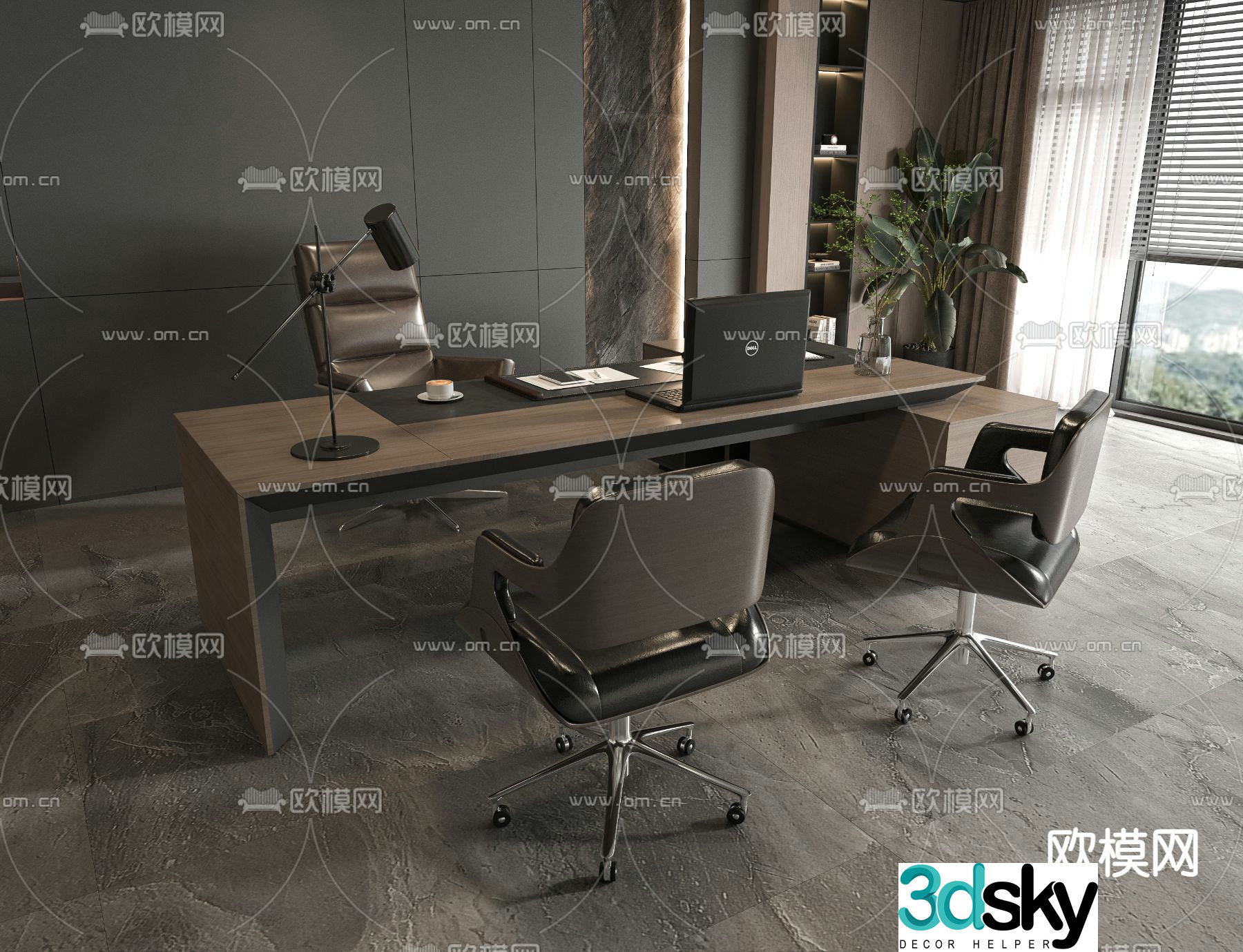 Desk table boss desk executive desk manager desk 3d model