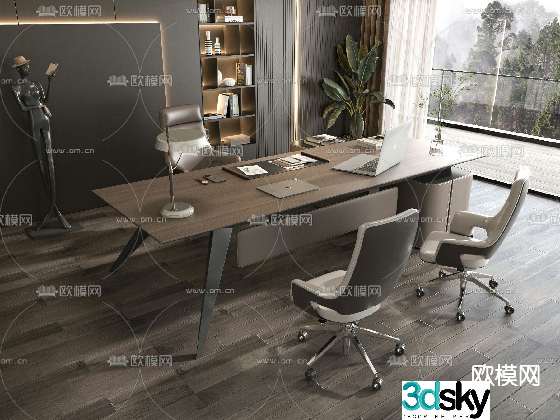 Desk table boss desk executive desk manager desk 3d model