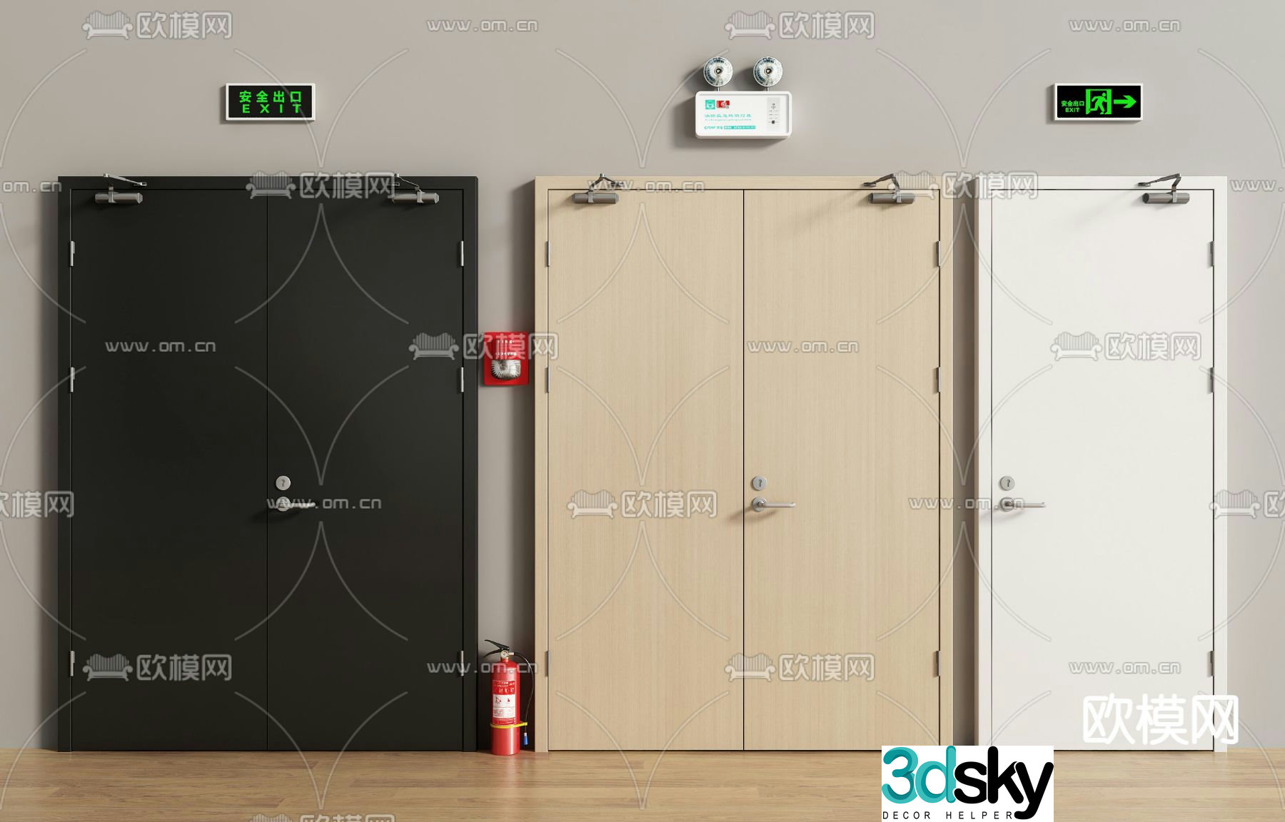 fire door explosion proof door fire door fire extinguisher 3d model