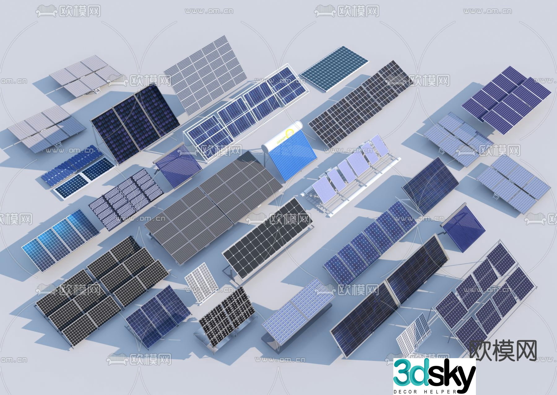 Solar power panel, photovoltaic panel, battery panel 3d model