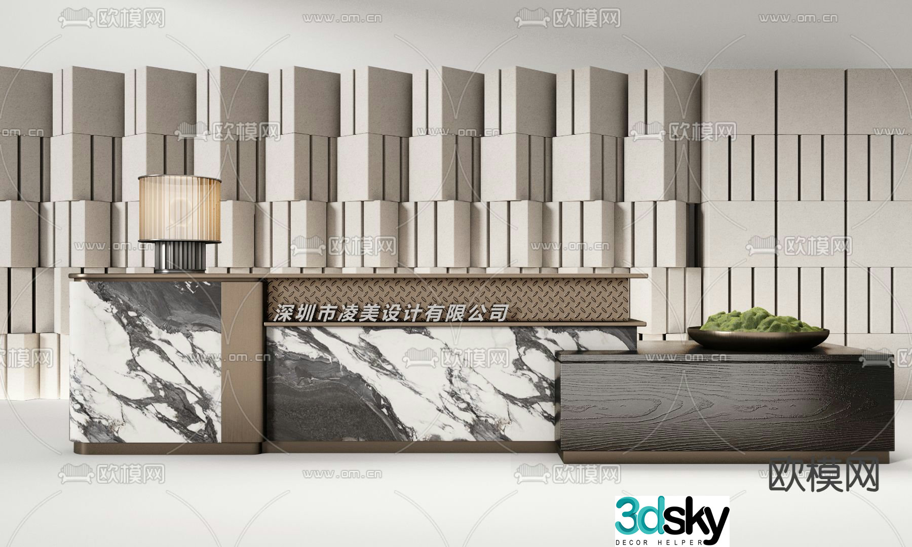 Front desk reception desk service desk information desk 3d model