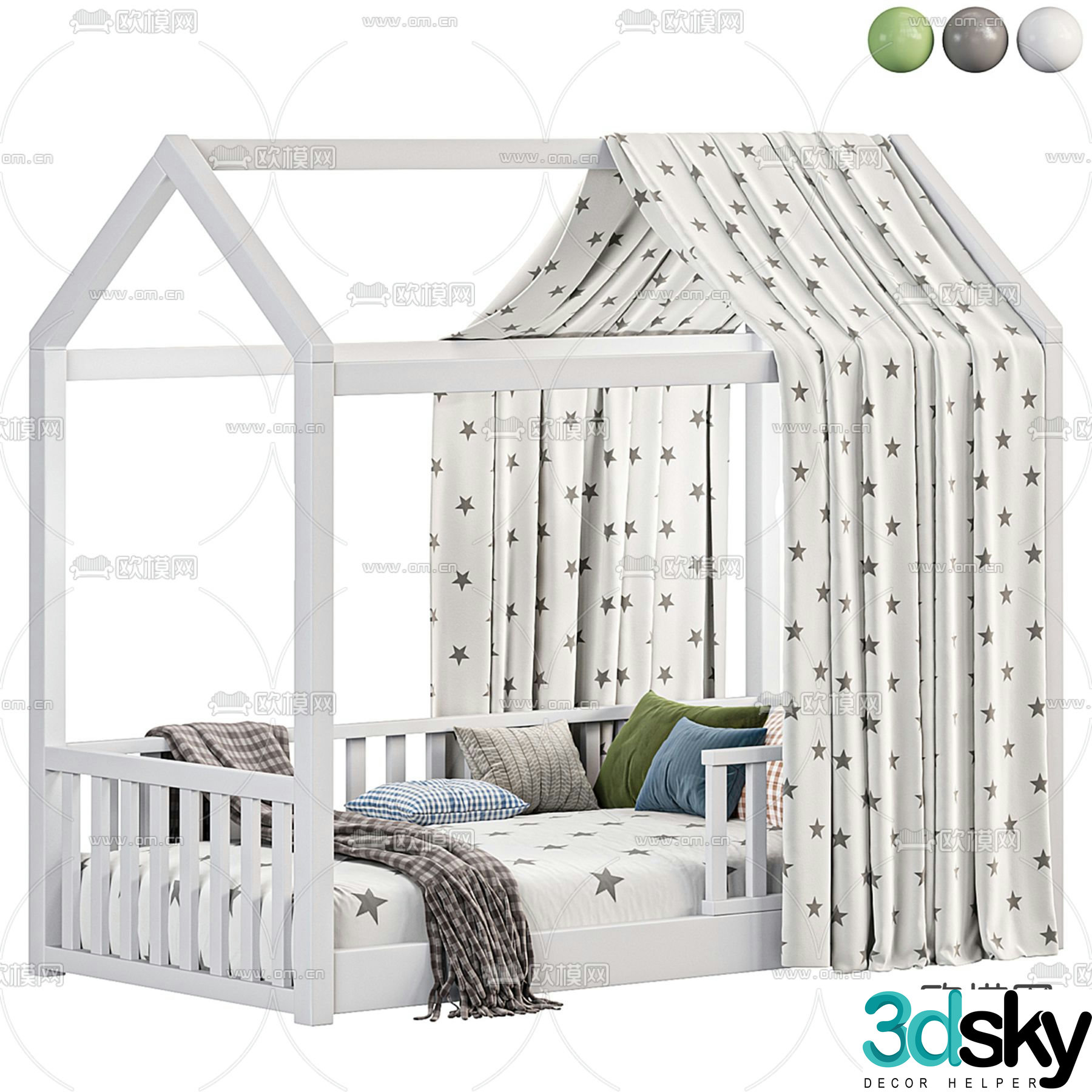 Oikiture children’s bed single bed 3d model