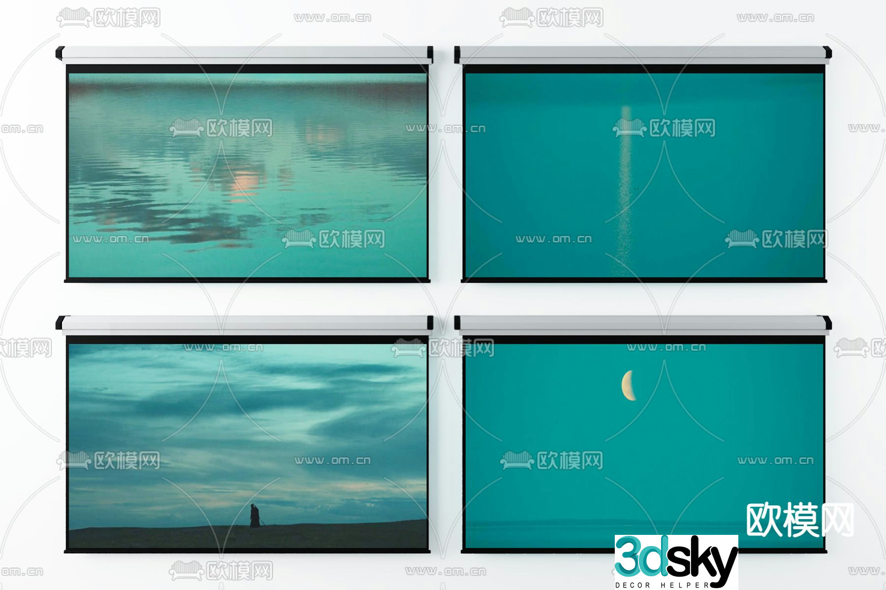 Modern projector Projection screen 3d model