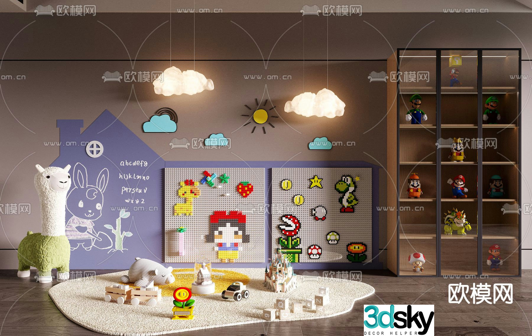 Building block wall plush toy doll 3d model