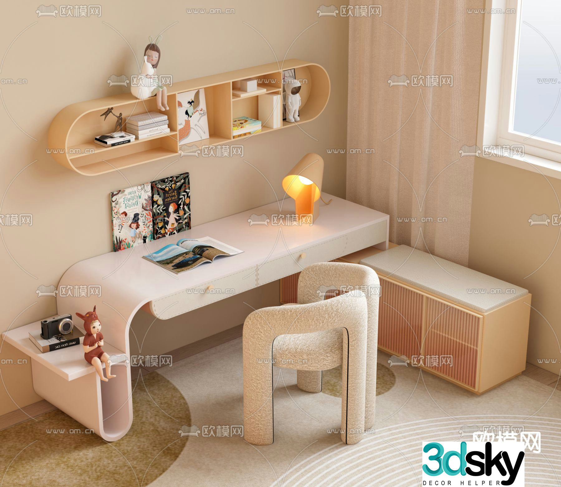 Children’s desk study table 3d model