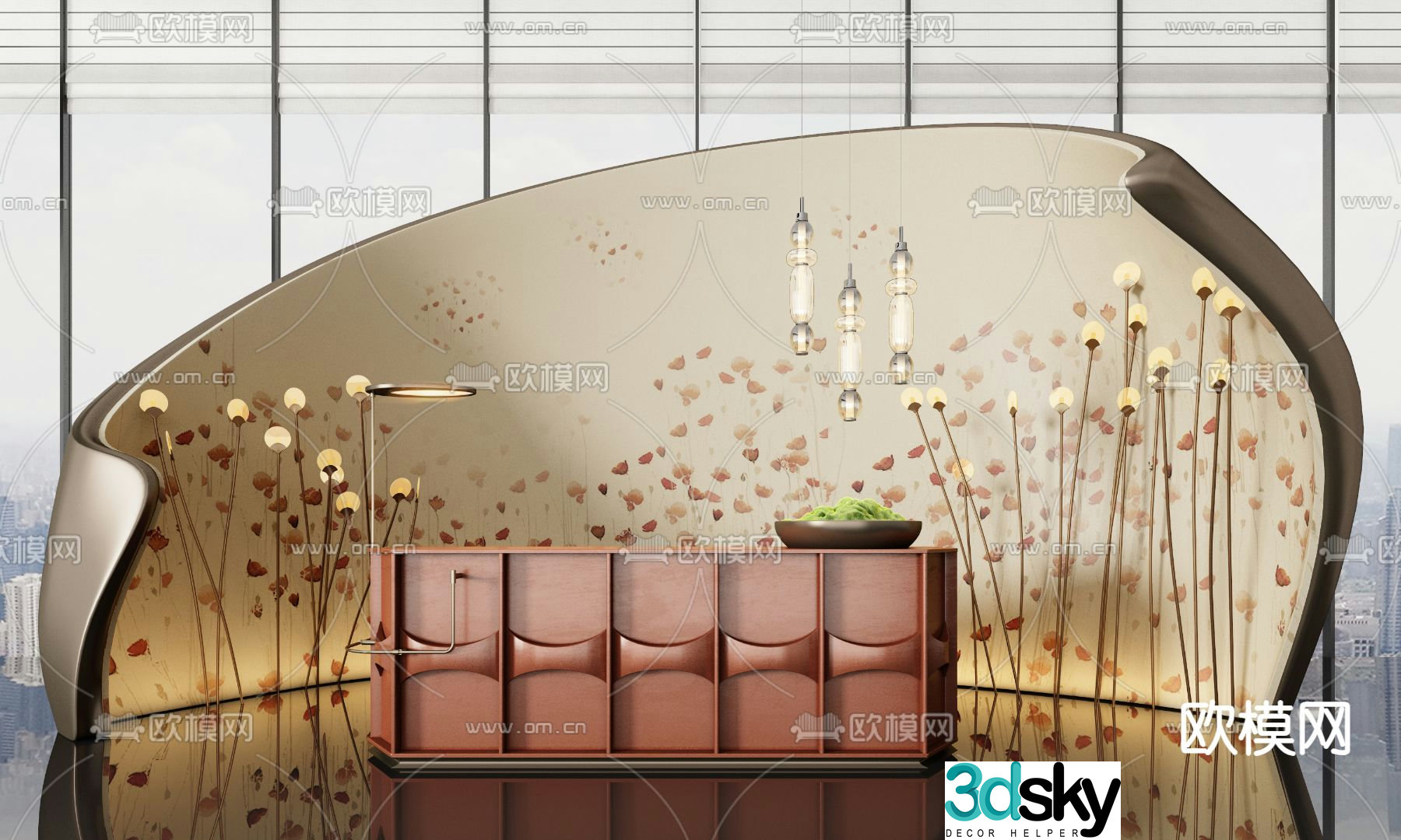 Neoclassical front desk reception desk service desk information desk 3D model