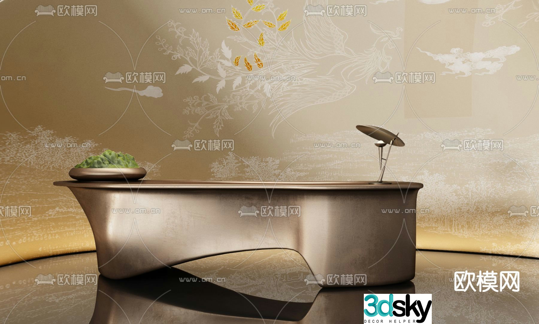 Special-shaped front desk reception desk information desk 3D model