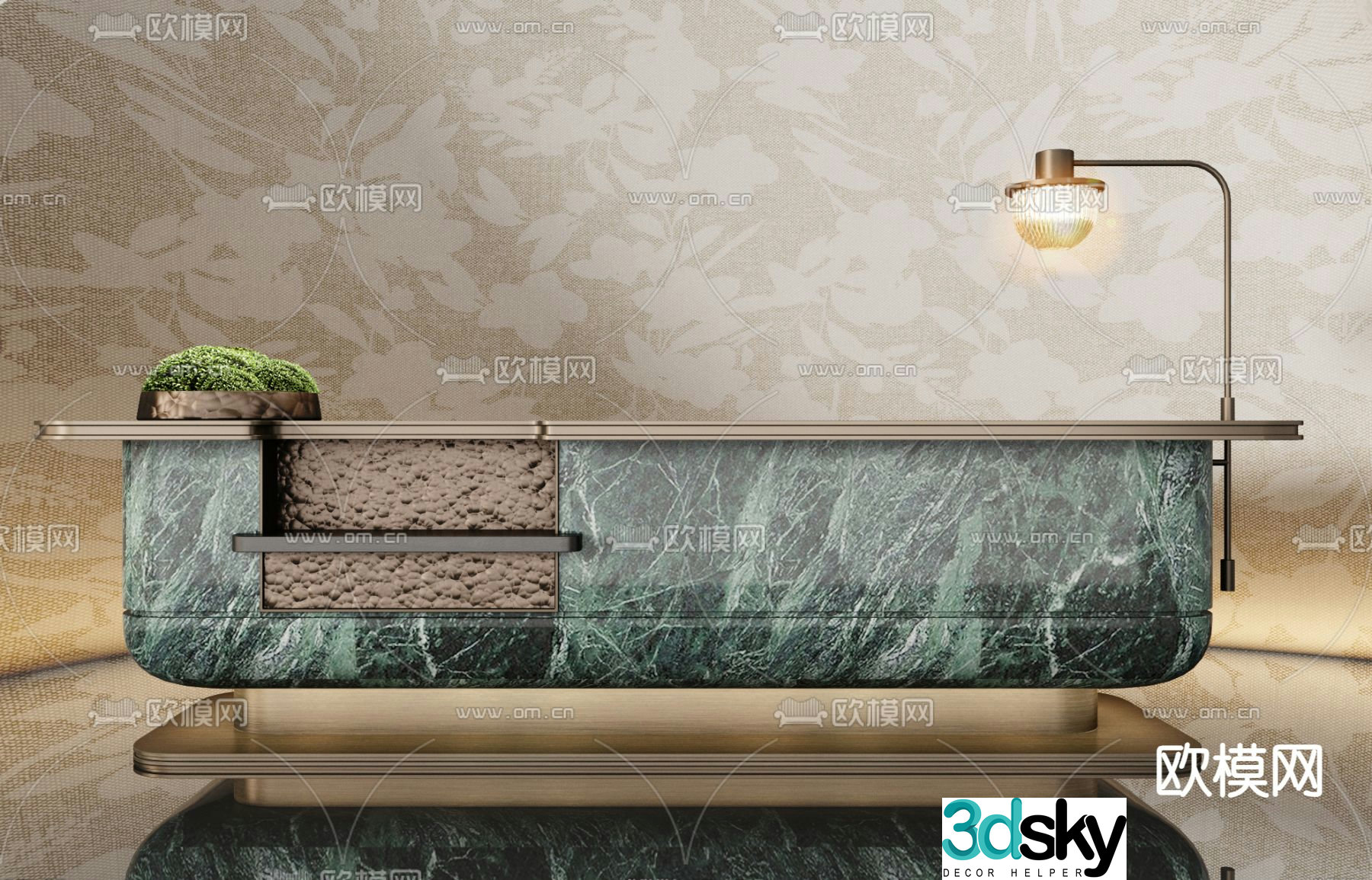 New Chinese style front desk reception desk information desk 3D model