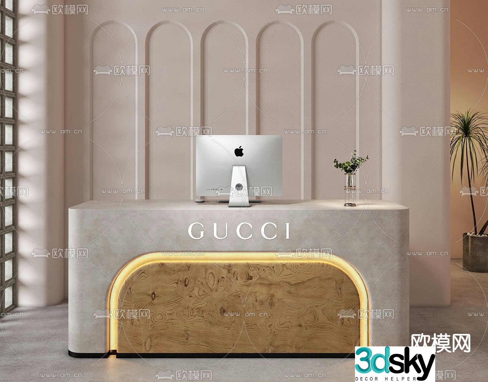 Front desk reception desk cashier desk service desk 3d model