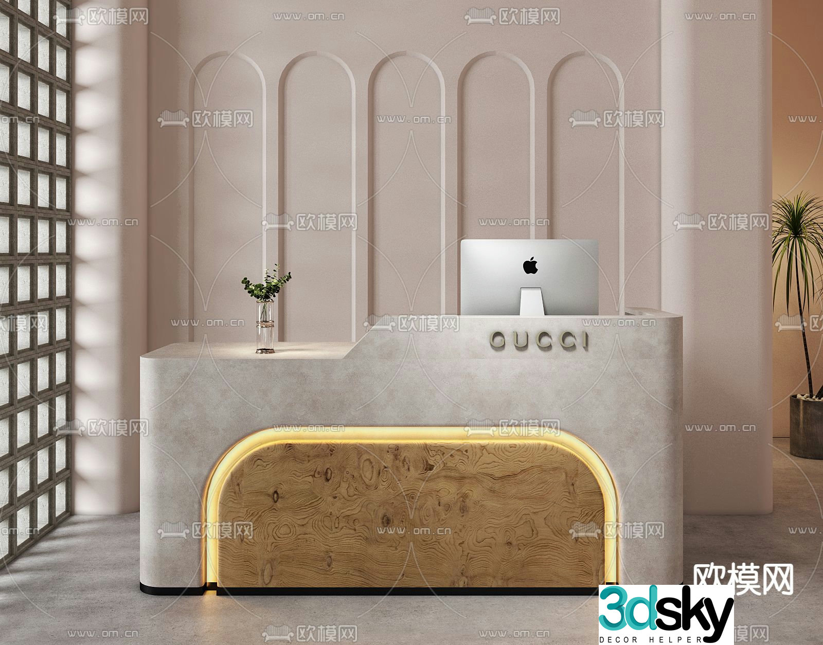 Front desk reception desk cashier desk service desk 3d model