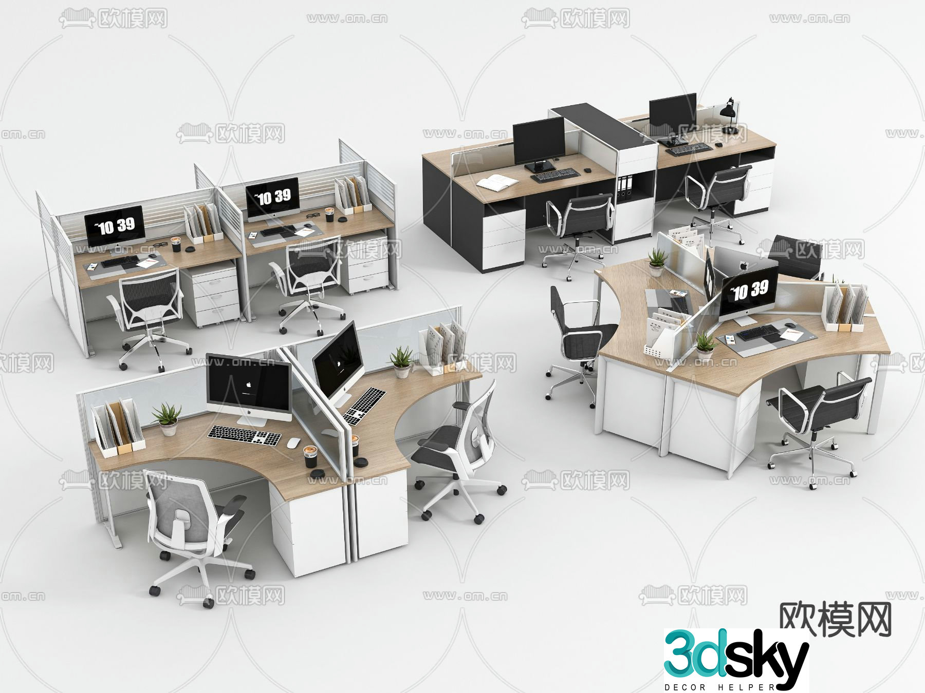 desk work station position card position 3d model
