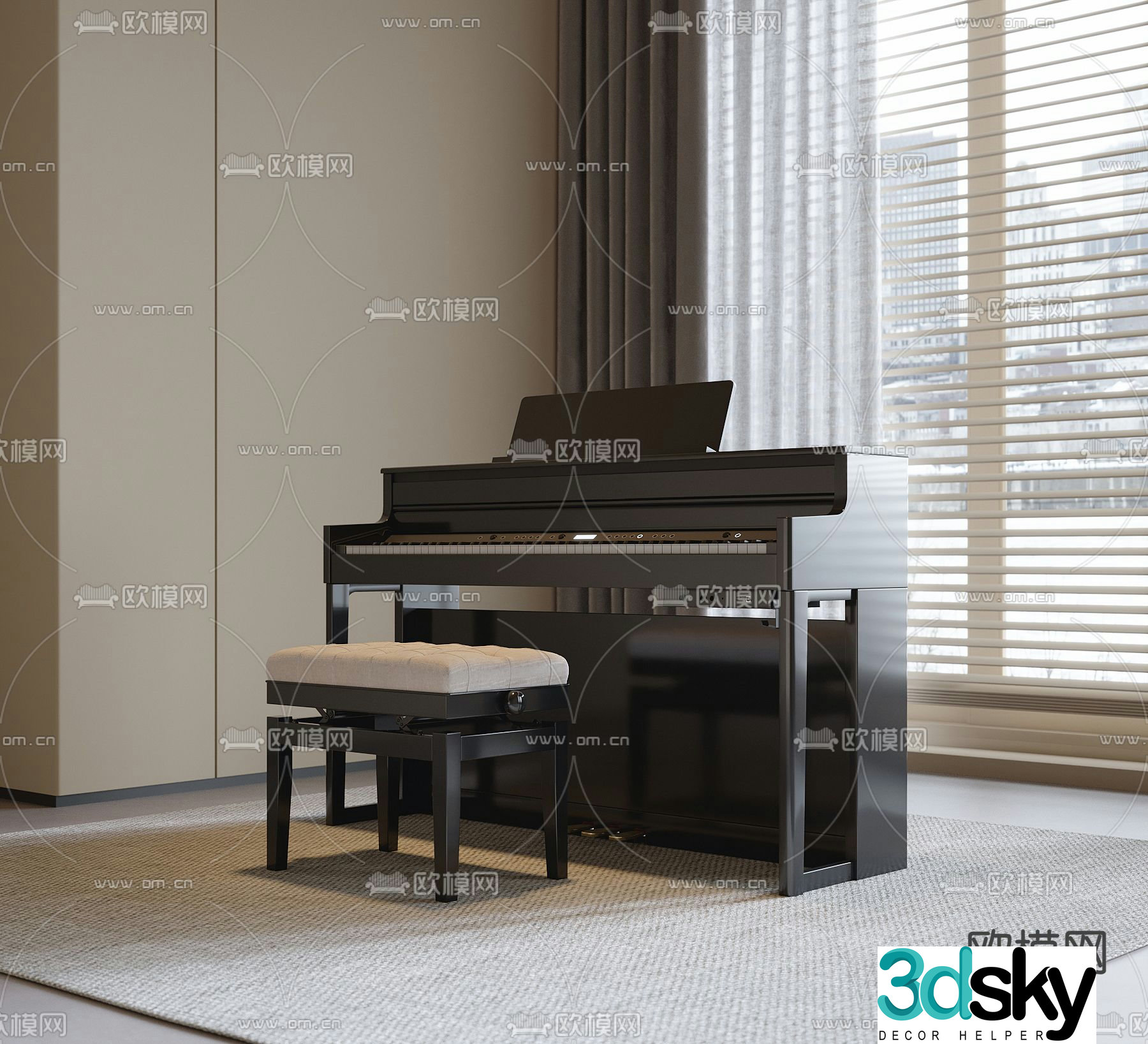modern piano 3d model