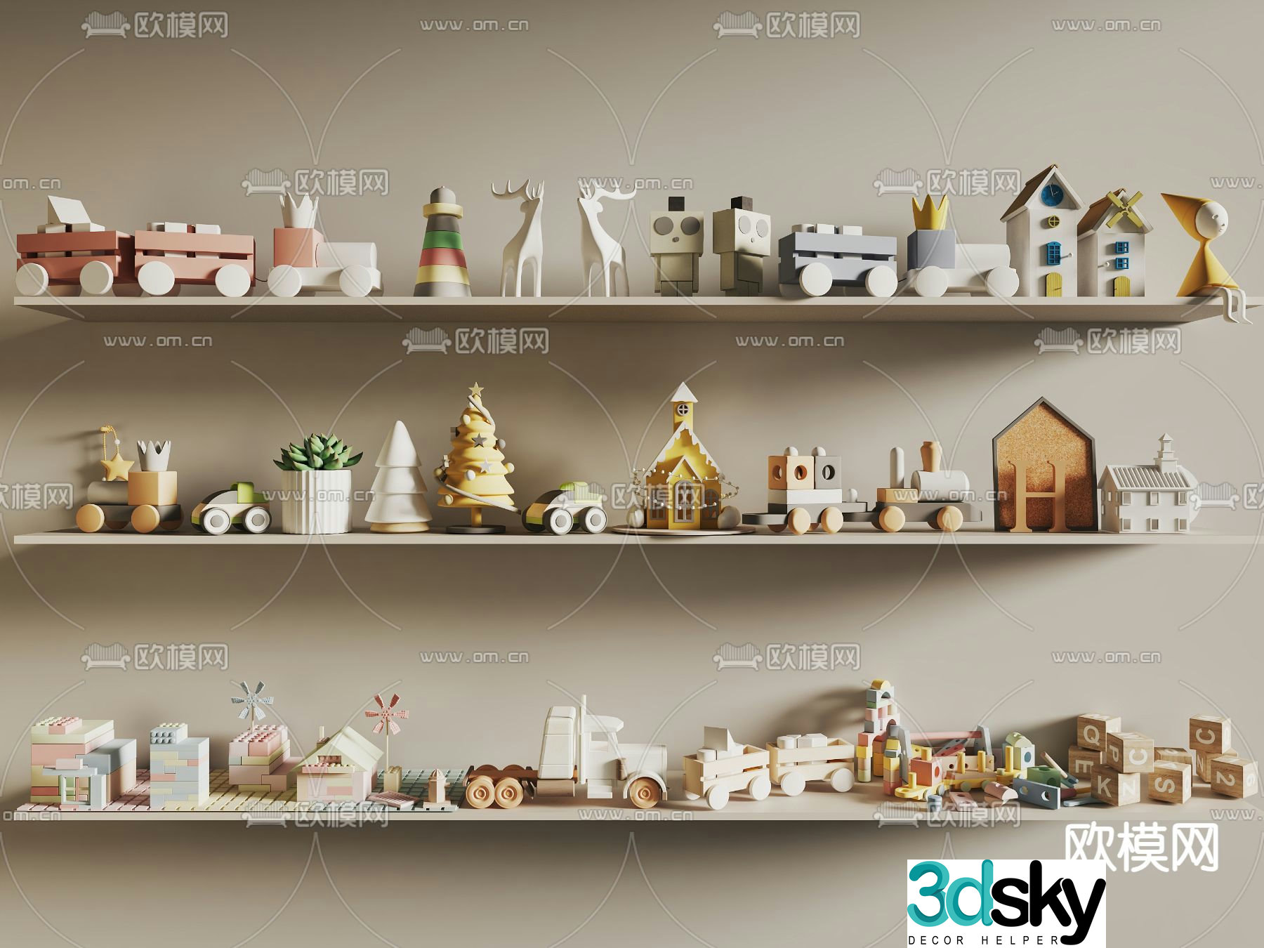 Children’s ornaments building blocks toys toy cars 3D model
