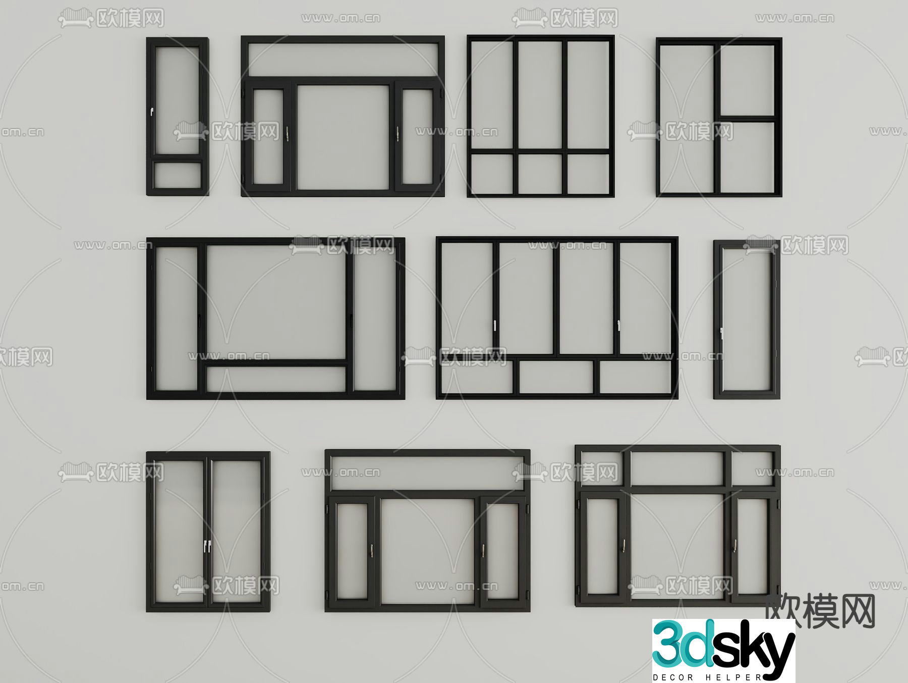 Window Floor to ceiling window Balcony window Casement window 3D model