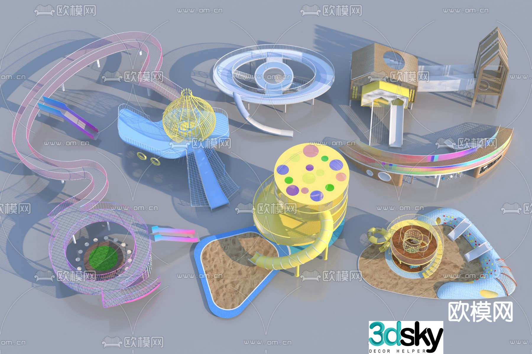 Amusement equipment, slide, sand pile, activity venue 3D model