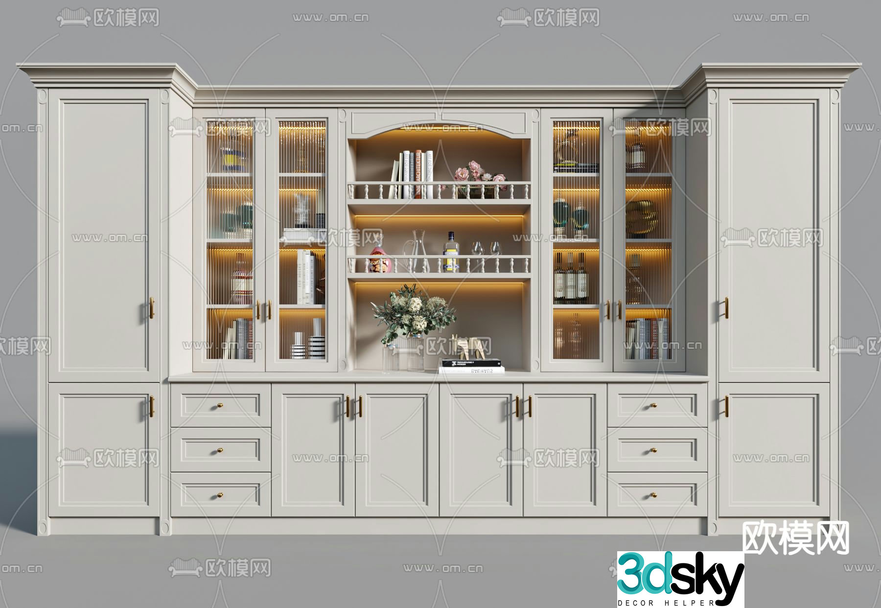 European wine cabinet sideboard 3D model
