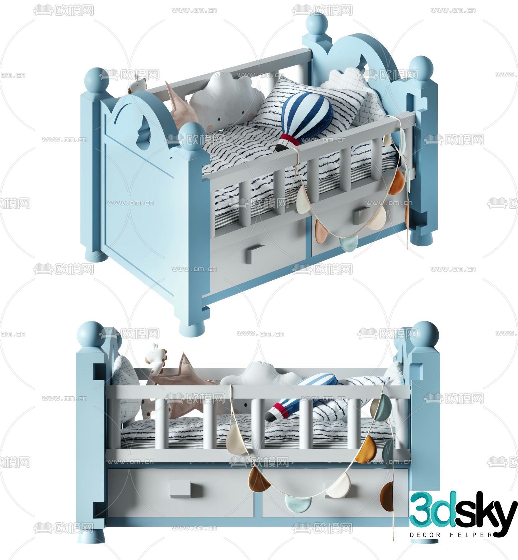 crib children’s bed toddler bed 3d model
