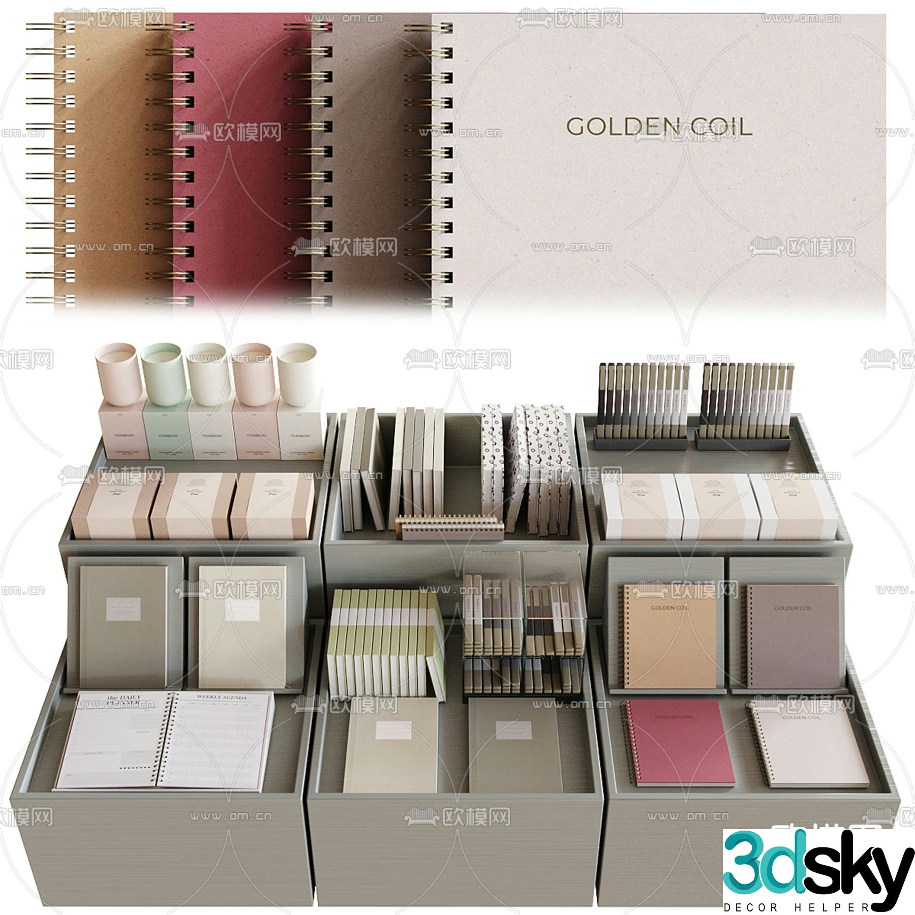 Book storage basket storage box 3d model