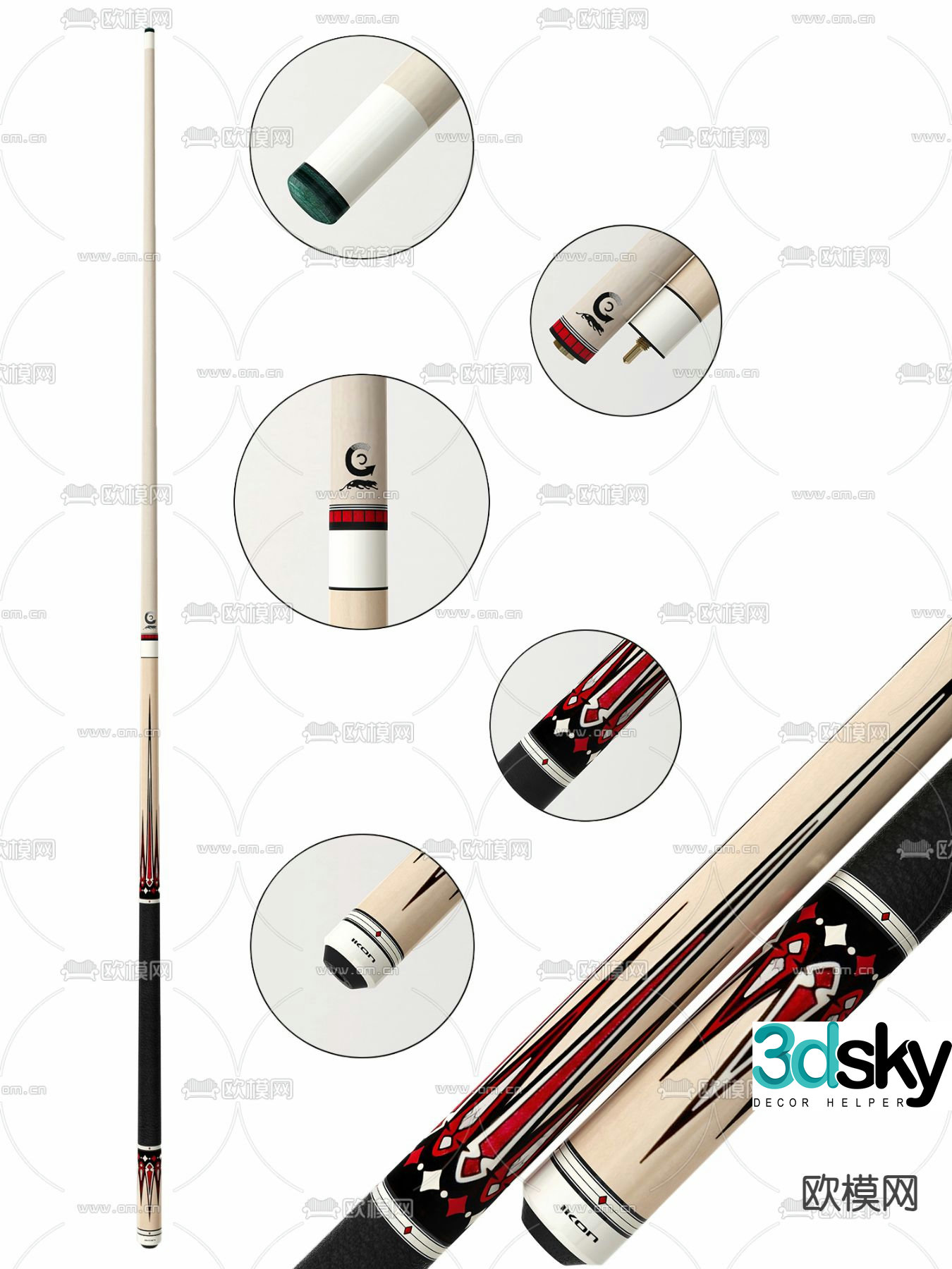 Billiard cue 3d model