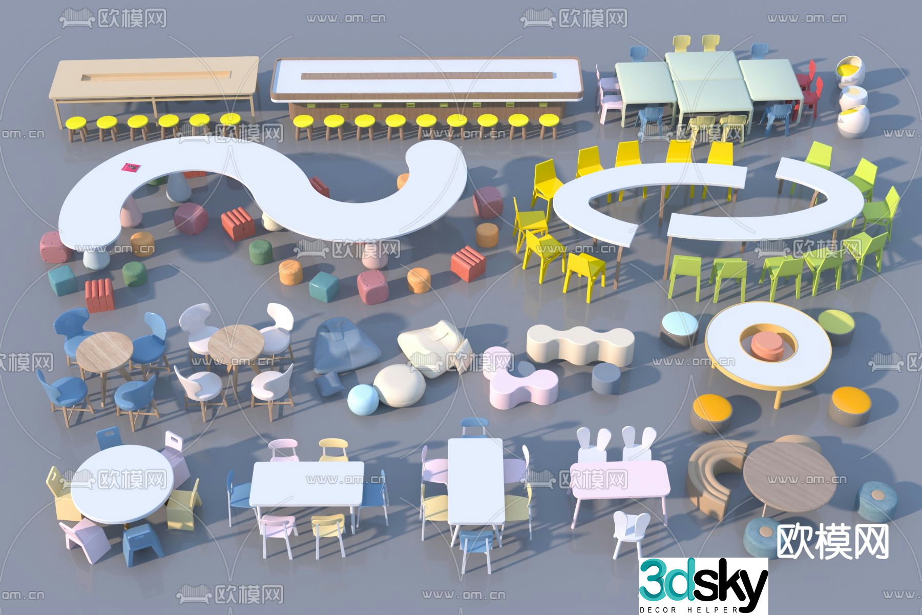 Children’s tables and chairs game tables and chairs 3d model