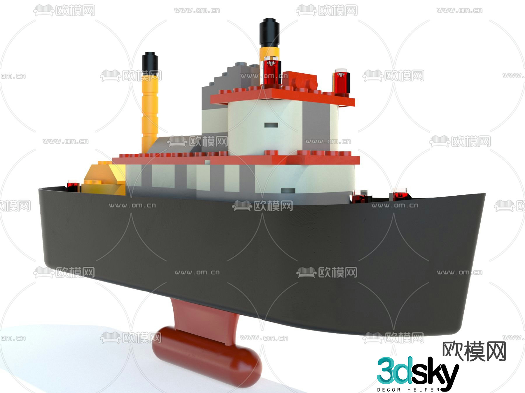 toy ship lego building block cruise ship 3d model
