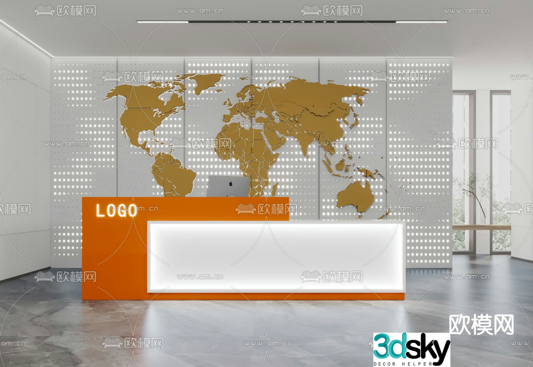 Office reception desk 3d model