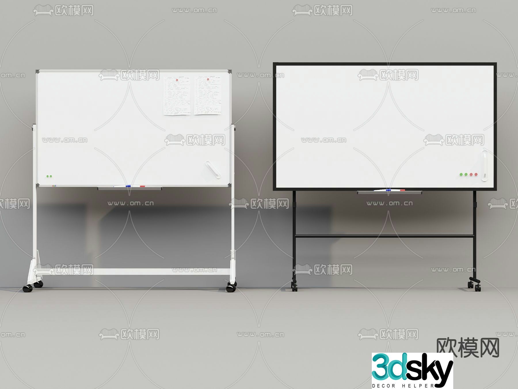 Office whiteboard mobile whiteboard writing board 3d model