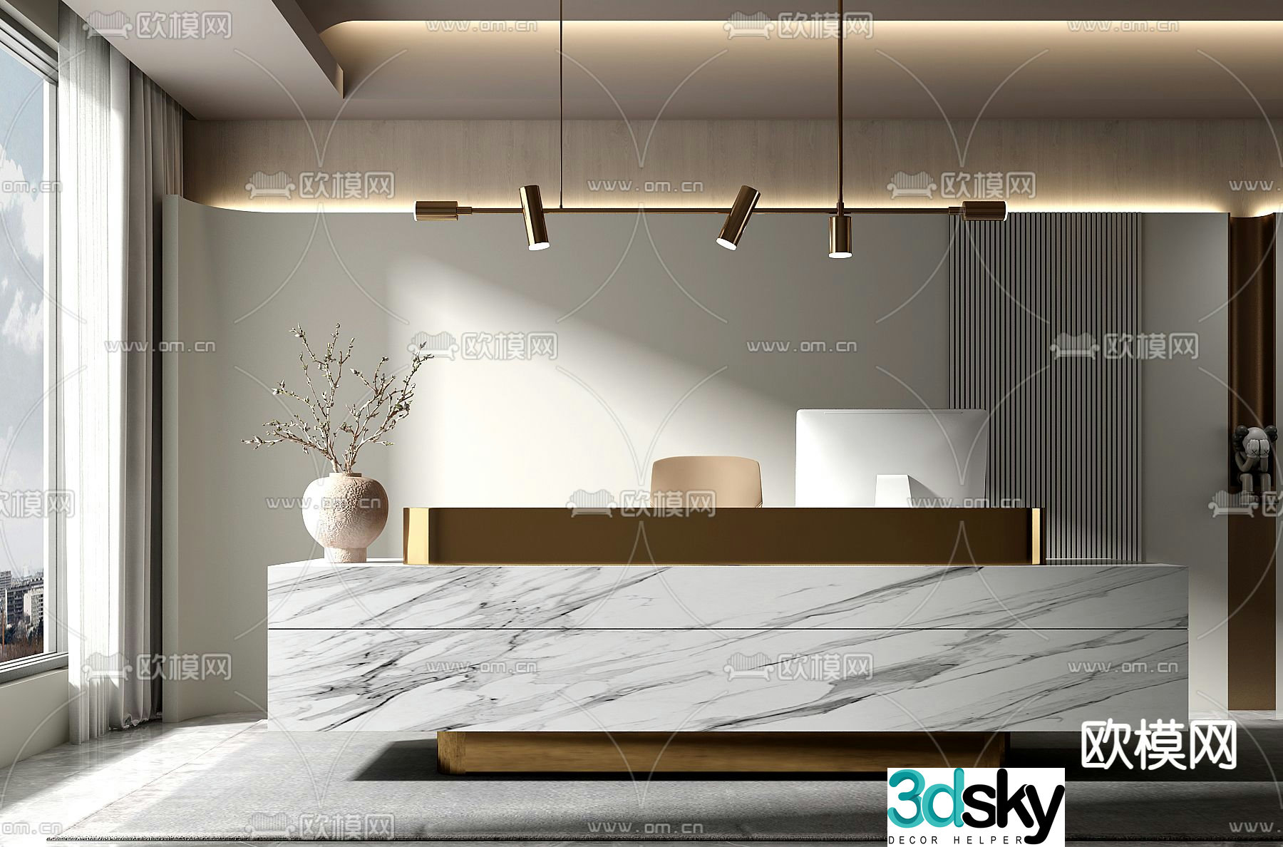 Front desk reception desk service desk information desk 3d model
