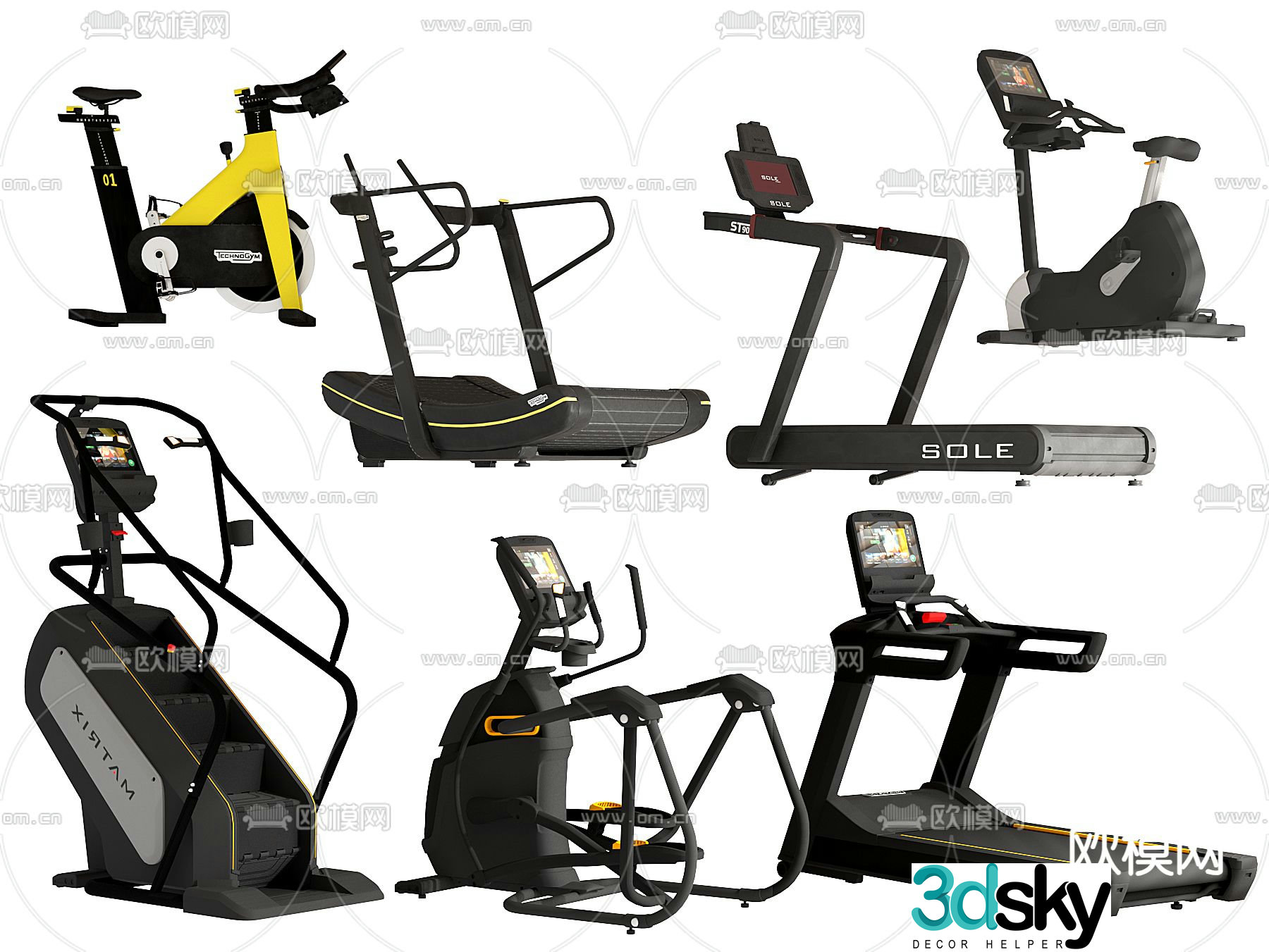 Fitness equipment treadmill stepper 3d model