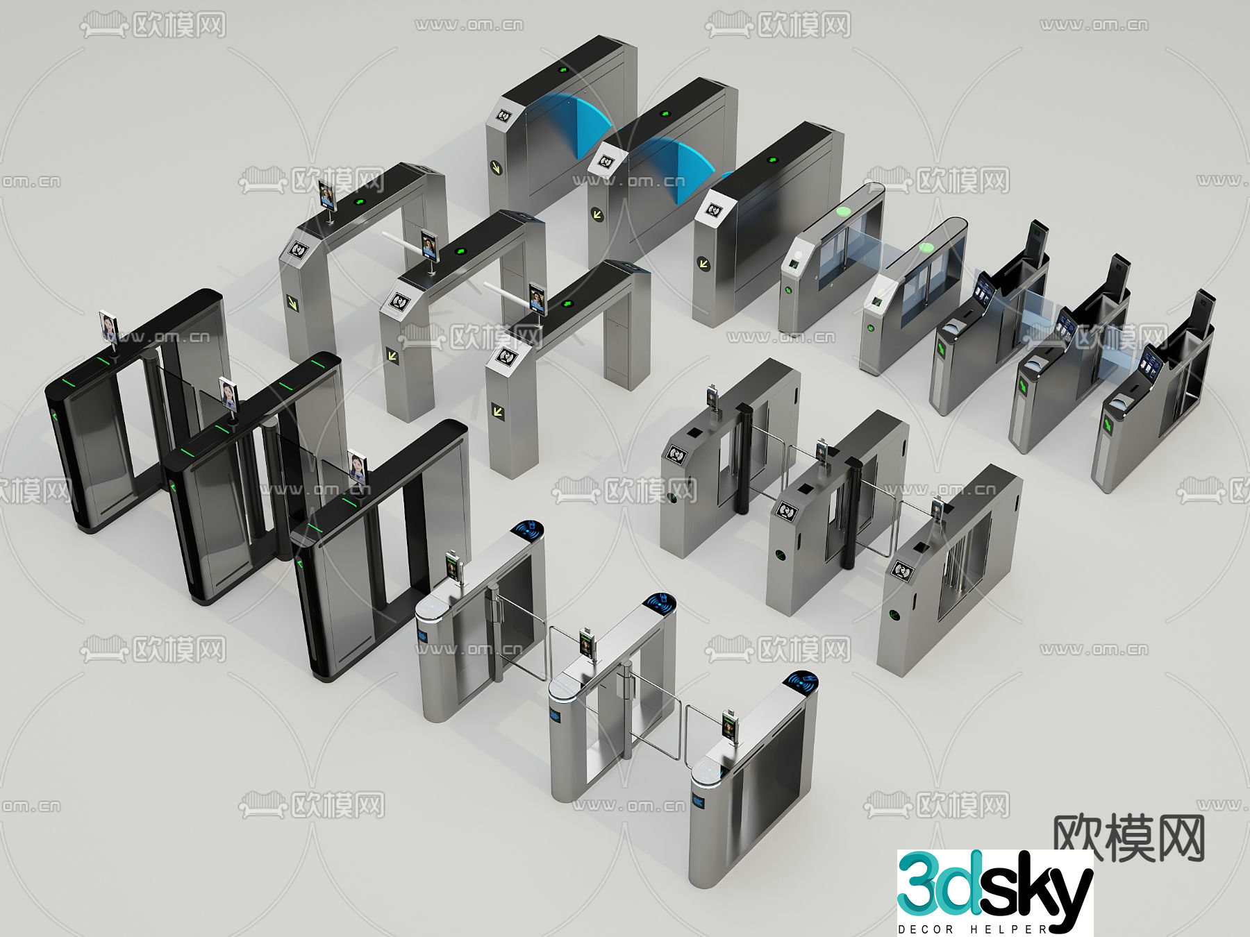 Security gate, access control machine, ticket gate, swing gate 3D model