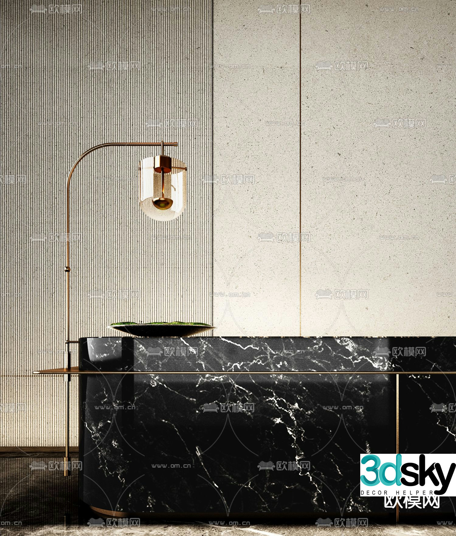 Front desk reception desk service desk 3d model