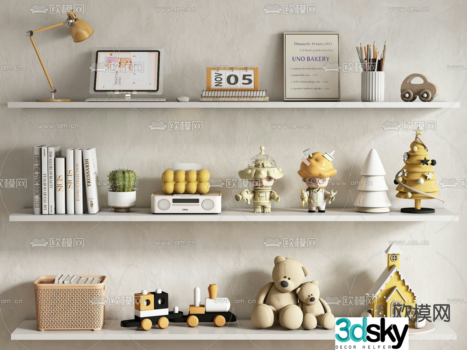 Children’s ornaments decorations books toys 3d model
