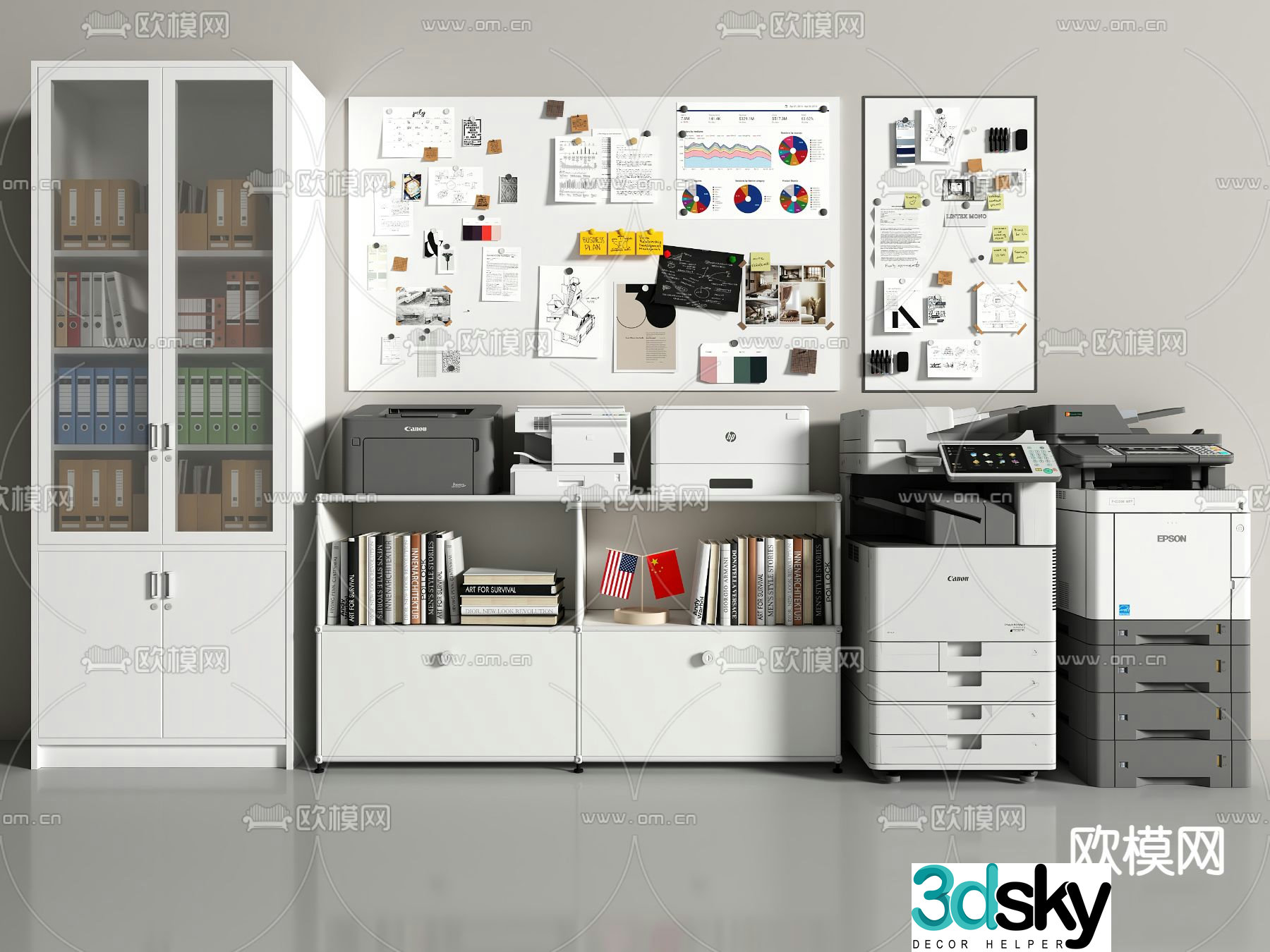 File cabinet information cabinet file cabinet printer note wall office supplies 3d model