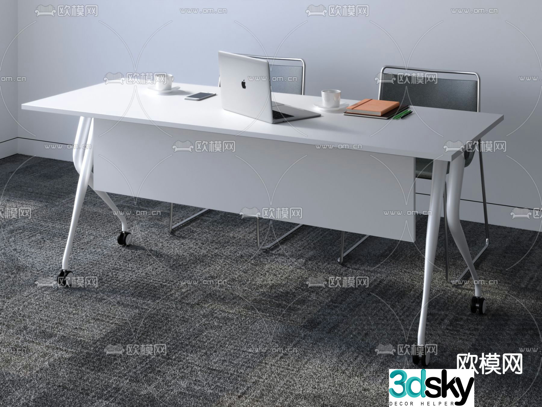 Multifunctional conference table training table 3d model