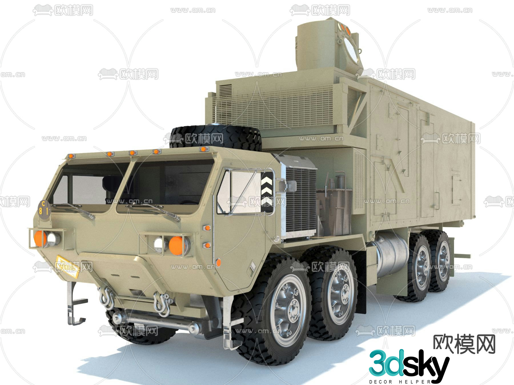 Armored vehicle radar vehicle command vehicle transport vehicle 3d model
