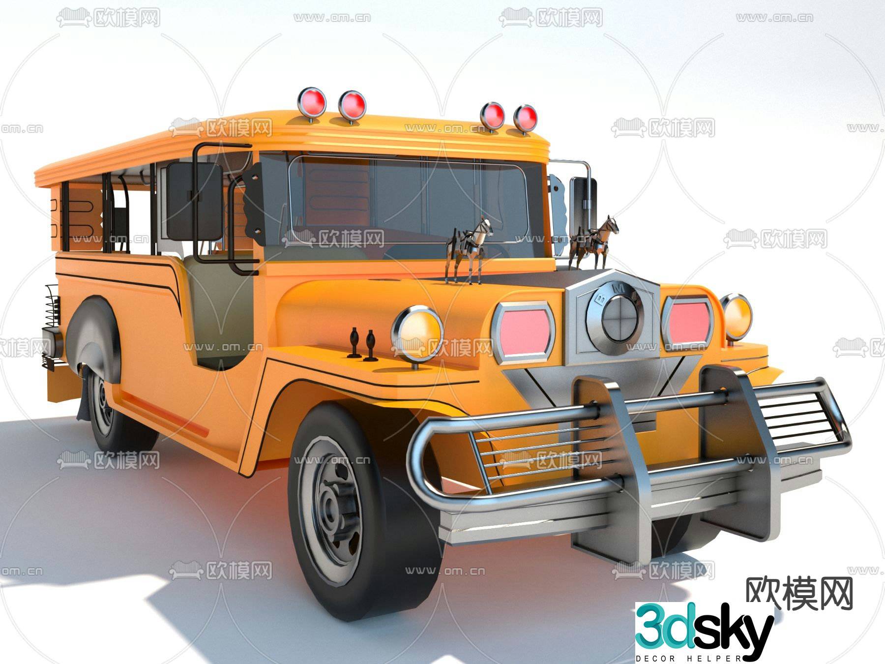 car school bus classic car 3d model