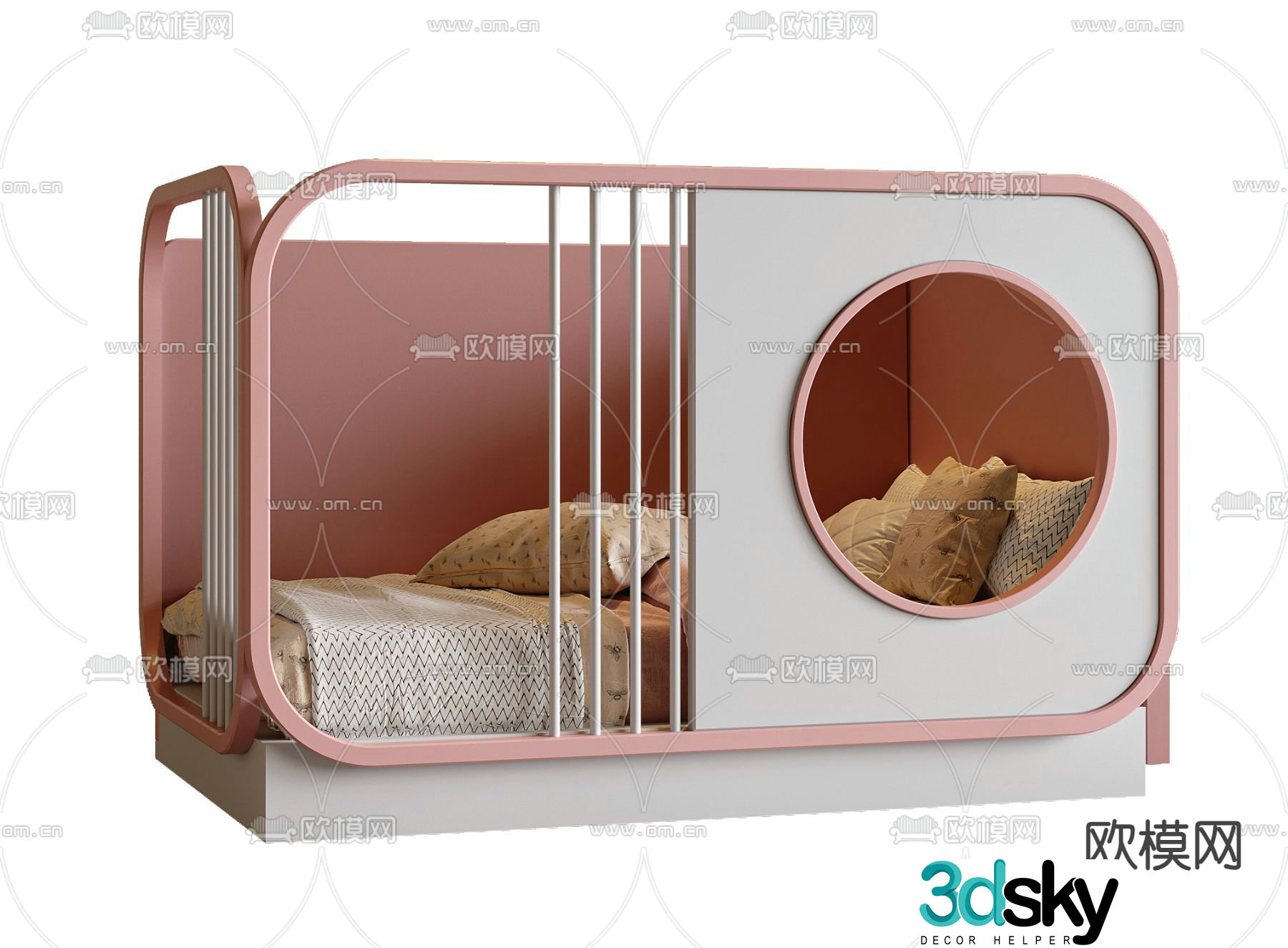 Modern children’s bed crib 3d model