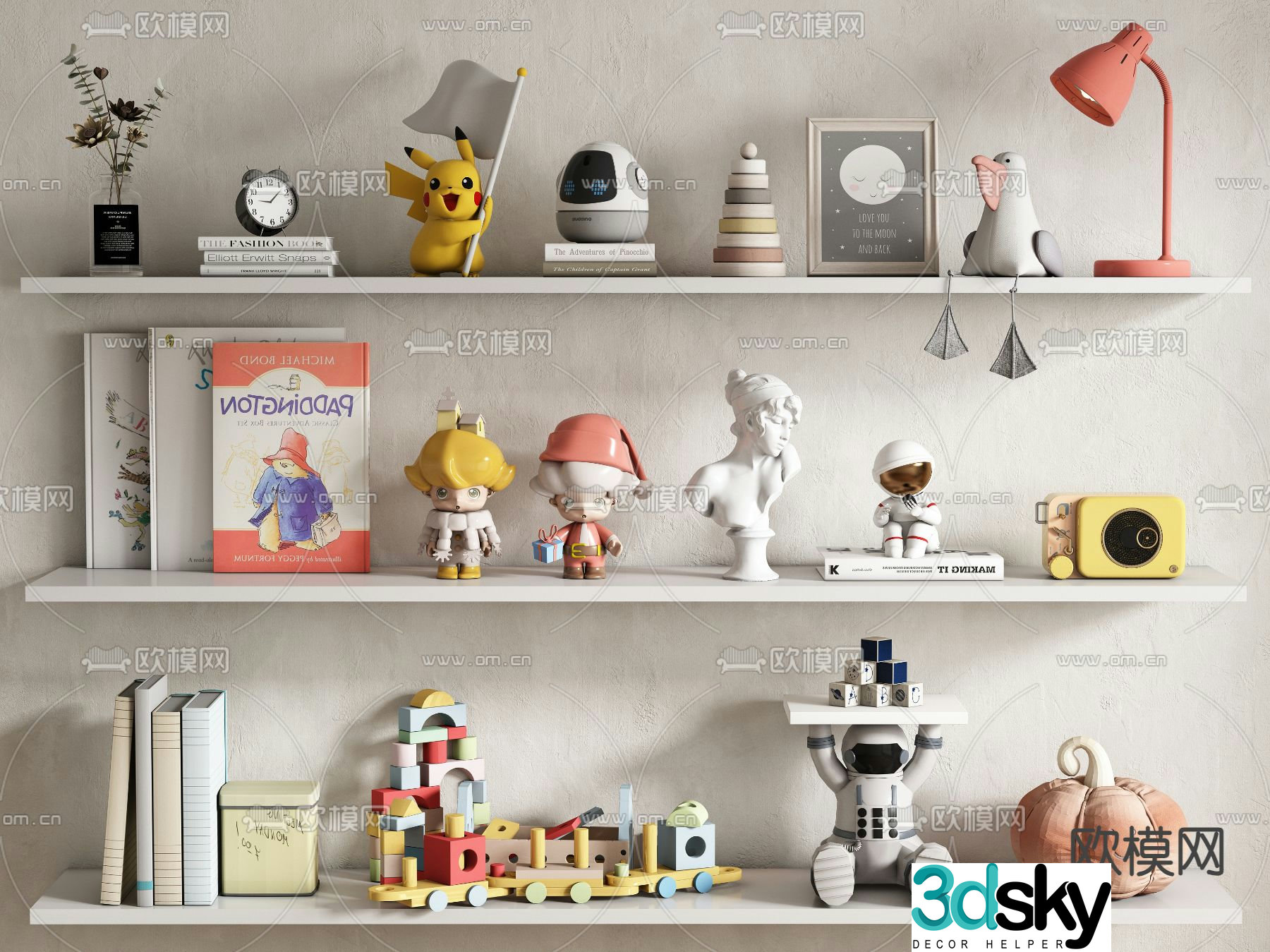 Children’s decorations cartoon ornaments Pikachu sculptures building block train 3D model