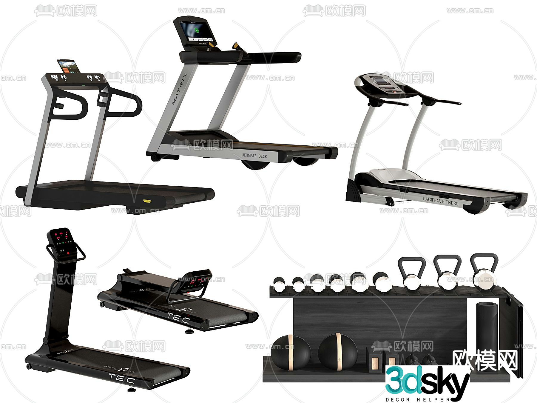 Fitness equipment treadmill weight lifting equipment 3d model