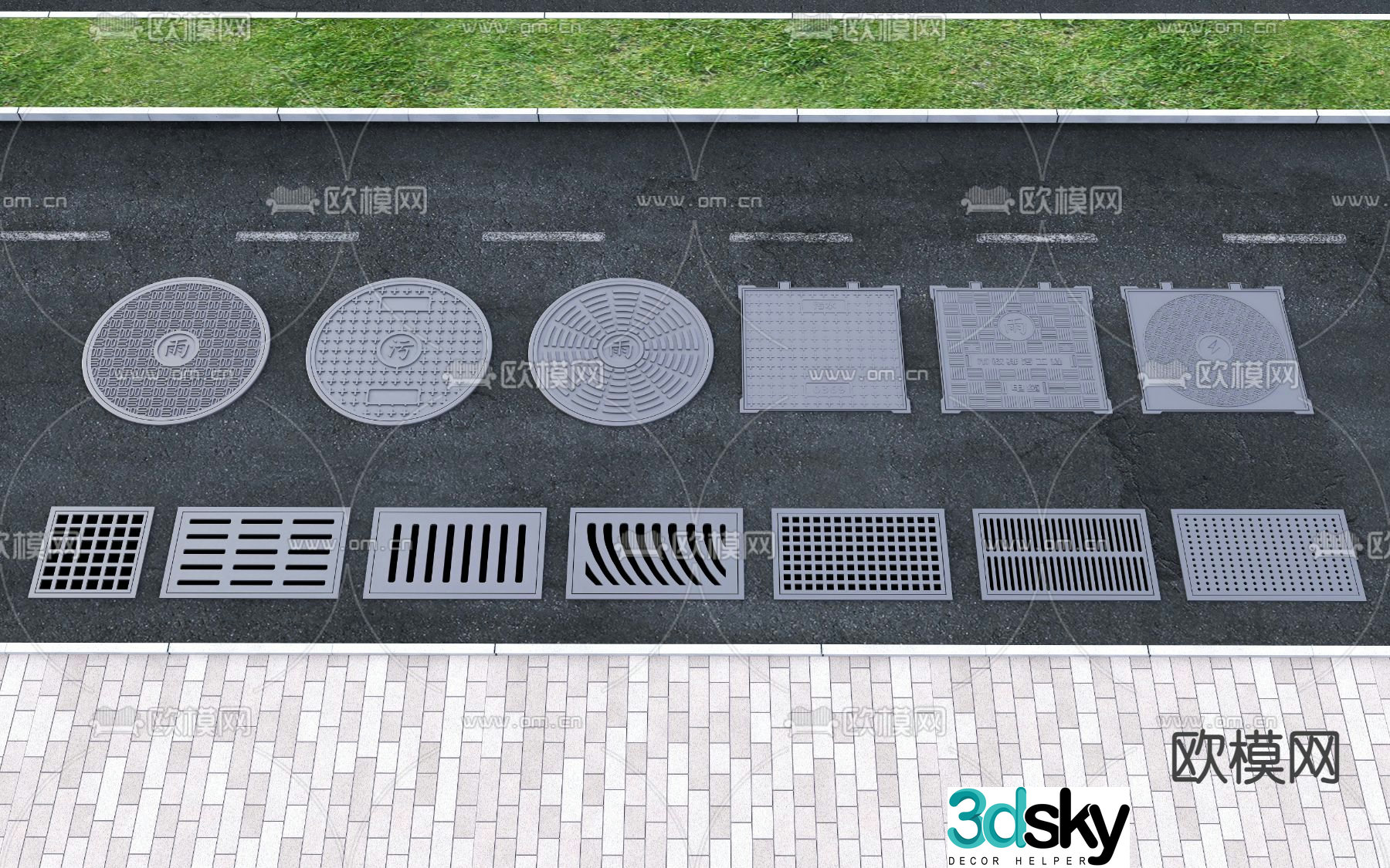 Outdoor manhole cover, sewer, drainage outlet, sewage outlet 3D model