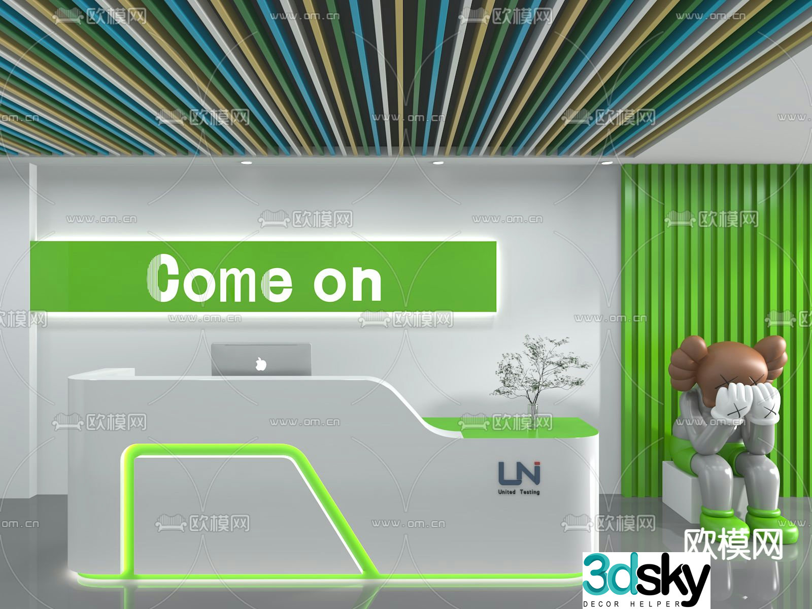 Front desk service desk reception desk 3d model