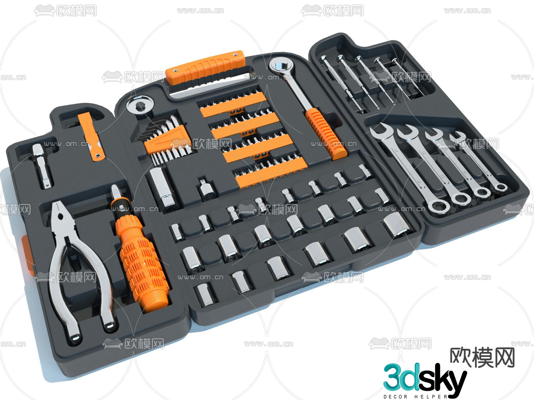 Repair tools toolbox wrench pliers screwdriver 3d model