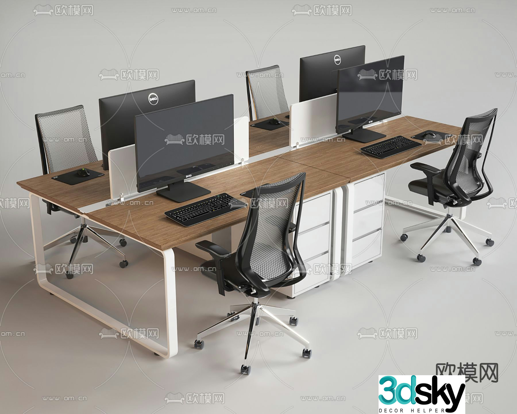 Card space desk work station post 3d model
