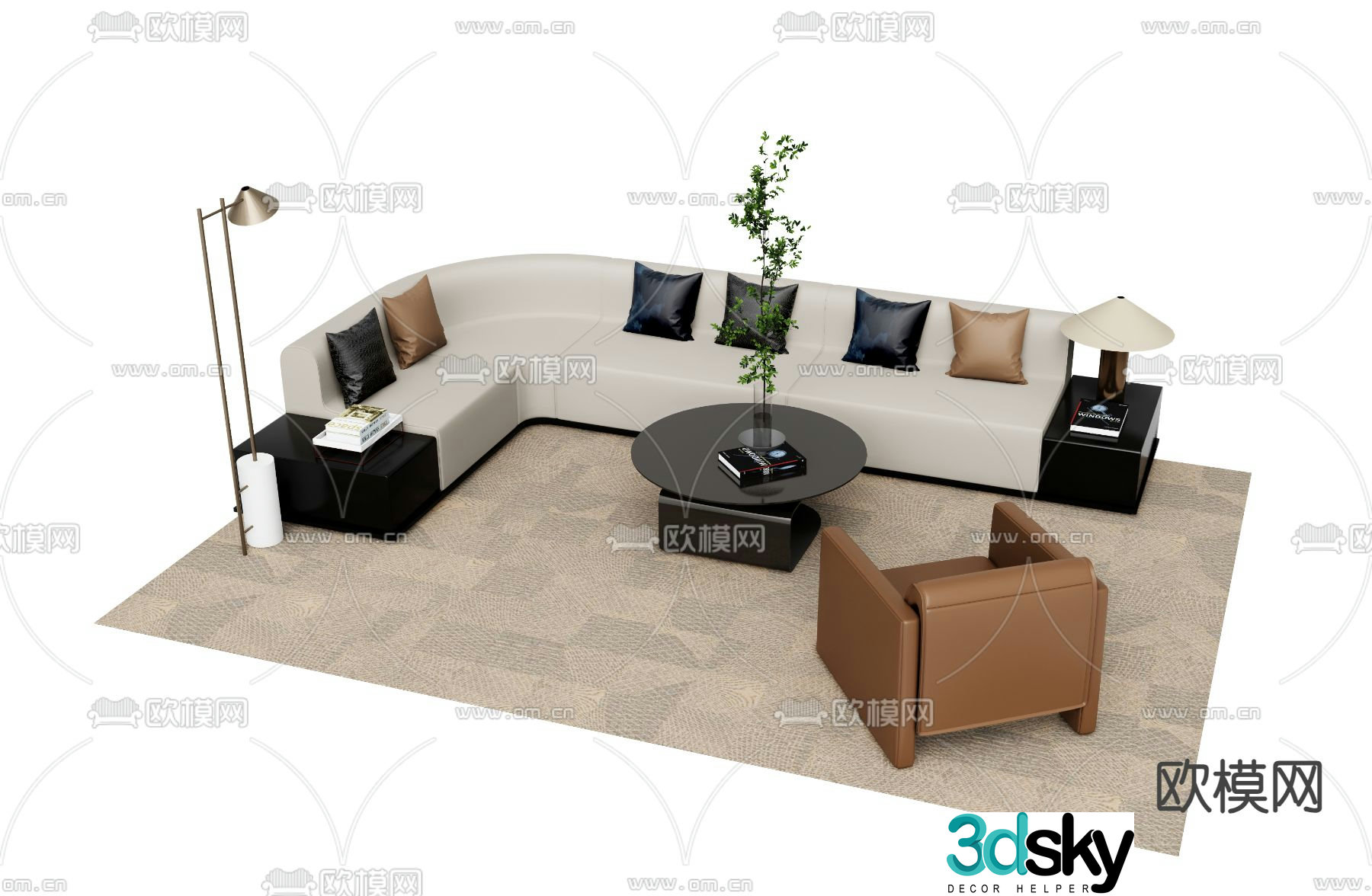 Office sofa modular sofa 3d model