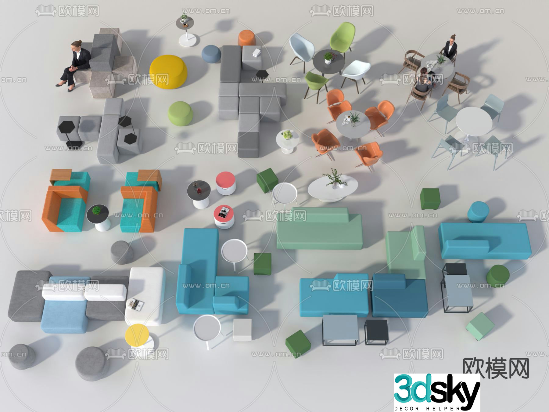 Office sofa public sofa lobby sofa 3d model