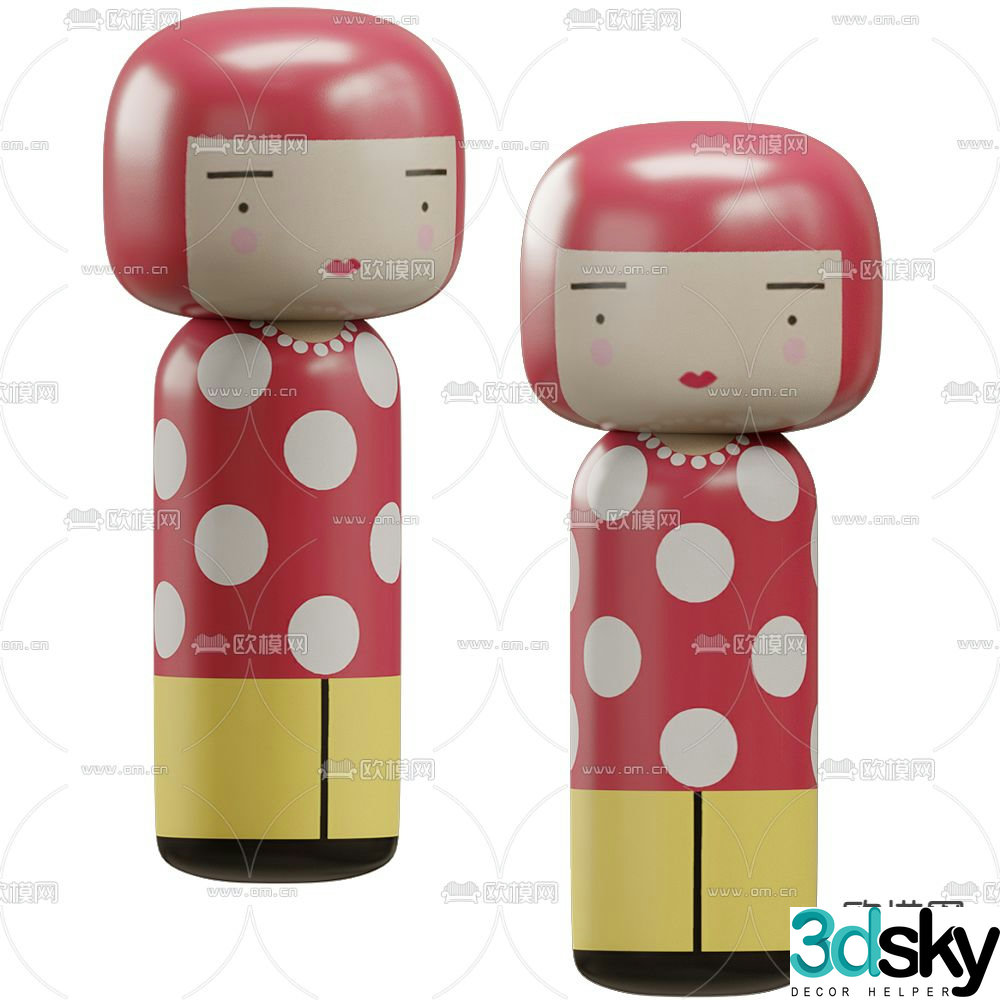 yayoi kusama doll doll toy 3d model