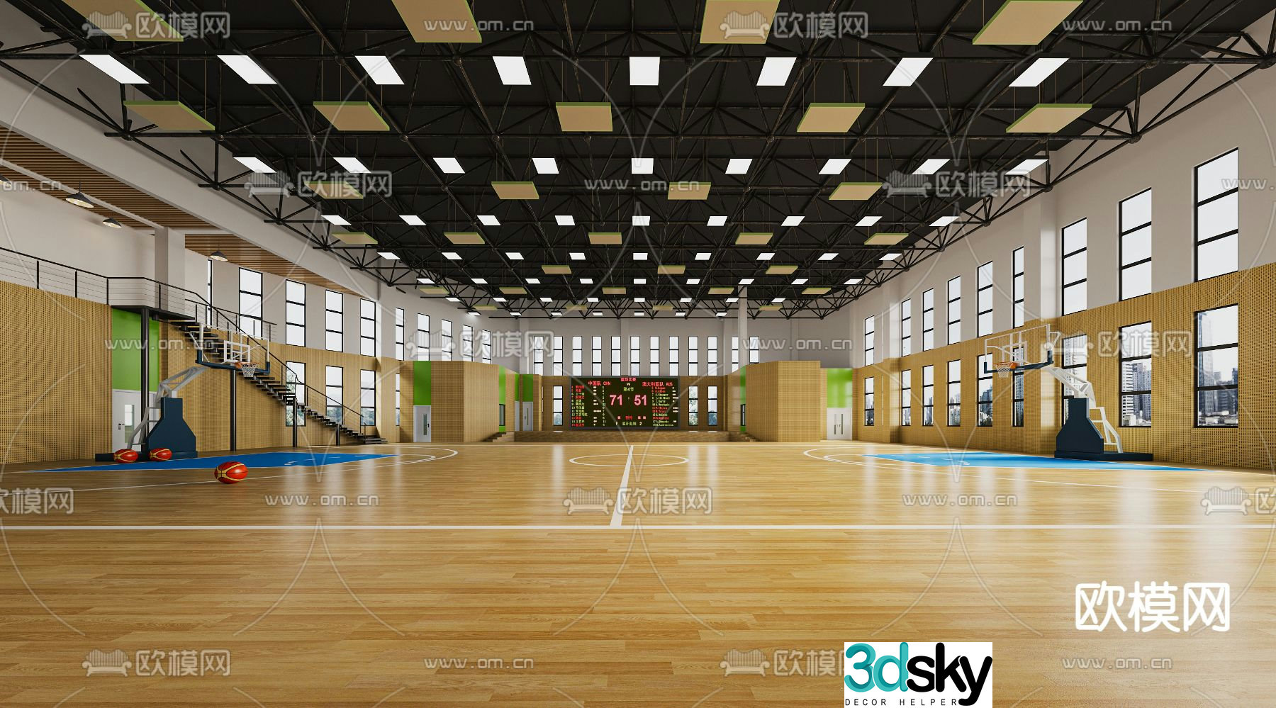 Gym Basketball Hall 3d model