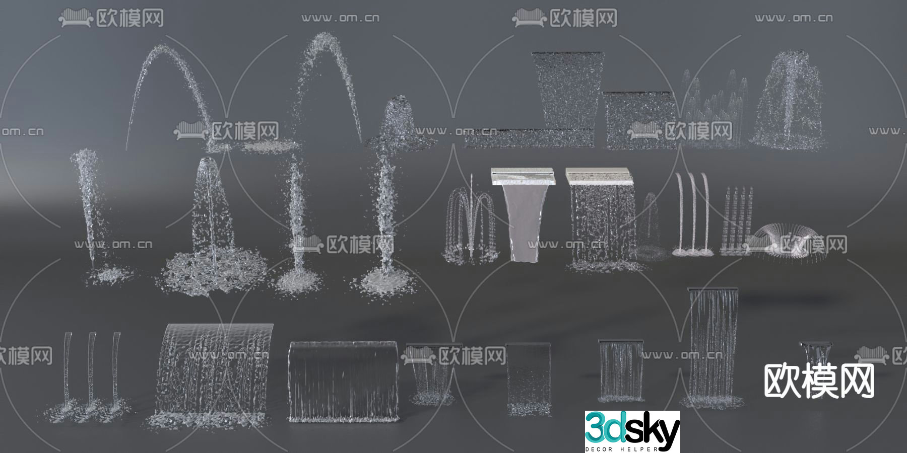 fountain flowing water falling water 3d model