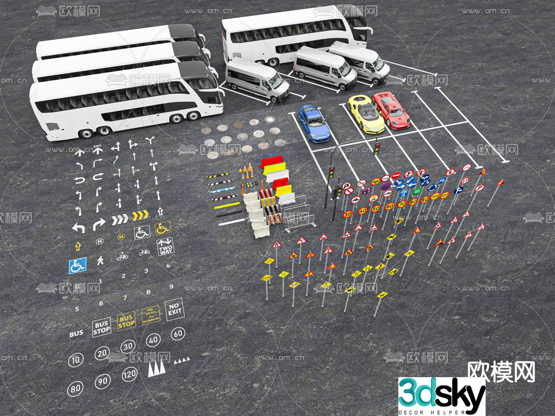 Road sign, road sign, traffic sign, construction warning sign 3d model